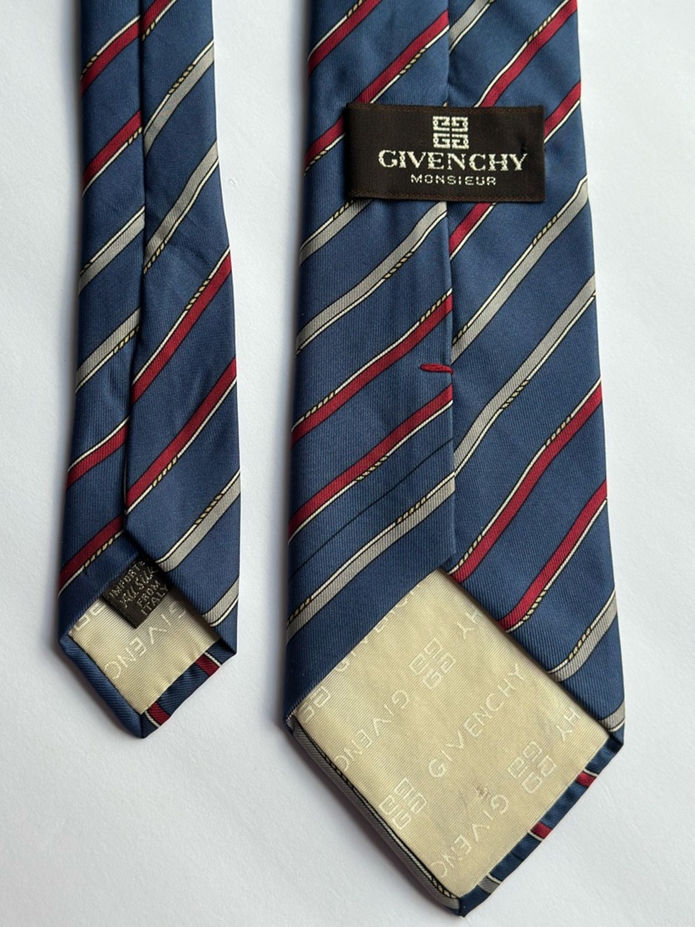 Givenchy Monsieur Silk Tie – Made in Italy – Blue Striped Classic